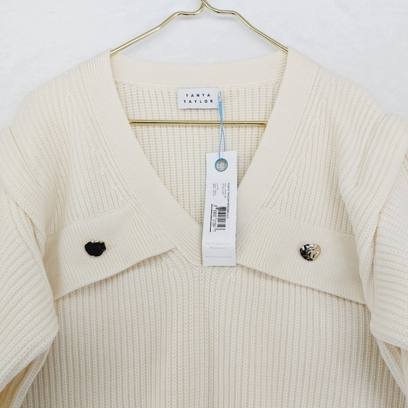 Tanya Taylor Cream V-Neck Sweater - Picture 3 of 10